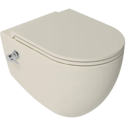 Унитаз подвесной ISVEA Infinity, с функцией биде, 365х530х400 мм, цвет: слоновая кость матовая, горизонтальный (в стену) выпуск, без сиденья, безободковый, антивсплеск, под скрытый бачок