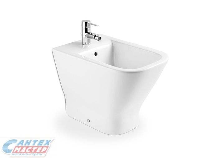 Биде напольное Roca Gap, БЕЛЫЙ, горизонтальный (прямой, в стену) выпуск, без сиденья, слив-перелив, тип керамический, прямоугольный, размеры (Рока Гап) 