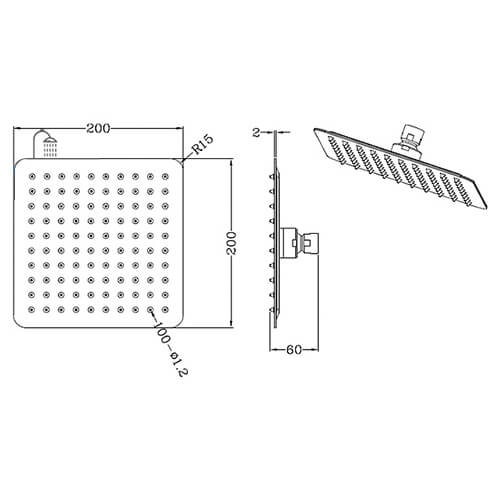 Верхний душ Smart плоский квадратный хром SM1485AA_R