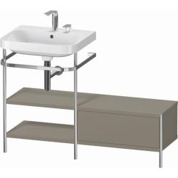 Консоль с раковиной Duravit Happy D.2 Plus c-bonded, 120х49х85 см, напольная, металл/ДСП 1 выдвижной ящик, 2 полки, правая, цвет: каменно-серый шелковисто-матовый /умывальник, цвет белый, керамика, 2 отверстия под смеситель