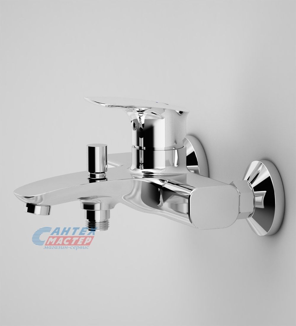 Смеситель для ванны/душа Am.Pm Spirit V2.1 однорычажный, хромированный, настенный, излив короткий литой 184 мм, латунь хром, горизонтальный, фиксированный, однорукий, кран, комплект, сантехника, размер, характеристики, высота, расстояние (Аэм Пием)