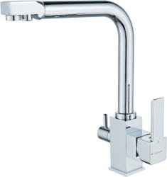 Смеситель для кухни/мойки Accoona, с подключением к фильтру с питьевой водой, однорычажный, поворотный, керамический, длина излива 221 мм, латунь, цвет хром