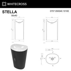 Раковина Whitecross Stella 50х40х89 см, напольная, из искусственного камня, овальная, цвет черный/белый глянцевый, без отверстия под смеситель, без перелива, умывальник