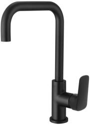 Смеситель для кухни/мойки Aquatek Вега однорычажный, поворотный, латунный, Г-излив, длина излива 206 мм, цвет черный матовый