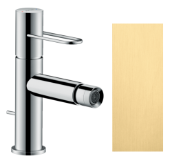 Смеситель для биде Axor Uno однорычажный, керамический, фиксированный излив, длина 12,4 см, латунь, цвет шлифованное золото, без шланга/лейки, с донным клапаном