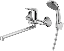 Смеситель для ванны/душа Decoroom, настенный, однорычажный, поворотный, длина излива 272 мм, керамический, латунь, цвет хром