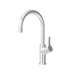 Смеситель для кухни/мойки Damixa Eclipse однорычажный, поворотный, с двухрежимным регулируемым аэратором, керамический, с высоким изливом, длина 200 мм, латунь, цвет хром