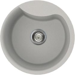 Мойка кухонная Omoikiri Yasugata 48R-WH, 48,5х48,5 см, врезная, из искусственного гранита (Tetogranit), круглая, цвет белый, без отверстия под смеситель, без крыла, слив-перелив, врезная в столещницу, для кухни