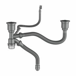 Сифон Aflorn для мойки 3 1/2" двойной, с прямоугольным переливом, бутылочный, с отводом для стиральной машины, с отводом в канализацию, цвет сатин AF90101-2