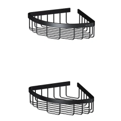 Полка-корзина AM.PM Sense L, двухъярусная, настенная, нержавеющая сталь, форма четверть круга, цвет: черный матовый