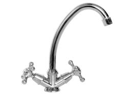 Смеситель для кухни/мойки Ukinox, двухвентильный, поворотный, керамический, длина излива 160 мм, силумин, цвет хром