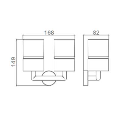 Стакан с держателем Raglo R320.08.03 двойной, с держателем, настенный, латунь/стекло, для зубных щеток в ванную/туалет/душевую кабину, цвет сатин золотой