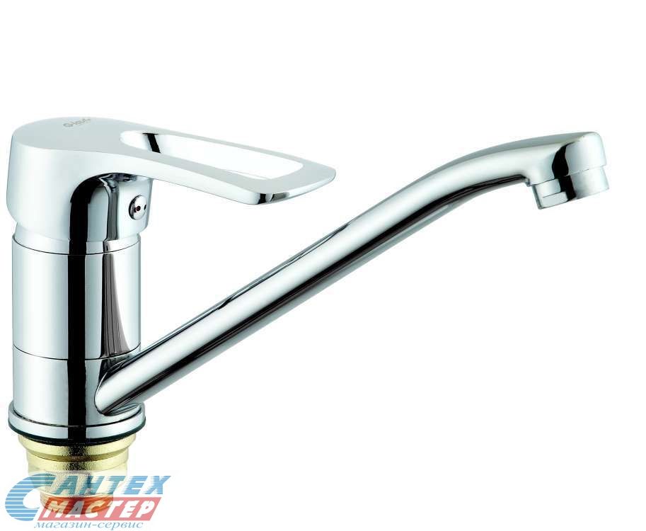 Смеситель для кухни/мойки G-lauf 4G4-A181 однорычажный, поворотный, керамический, с длинным изливом, длина 290 мм, латунь, цвет хром, кухонный, хромированный, вертикальный, однорукий, одноручный, однозахватный