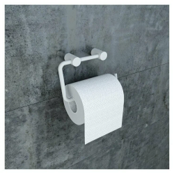 Держатель для туалетной бумаги IDDIS Petite, без крышки, белый матовый, настенный, сплав металлов, форма округлая, для туалета/ванной