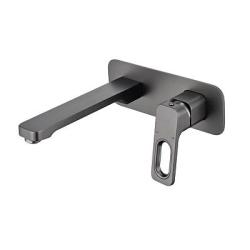 Смеситель для раковины/умывальника Raglo R51.11.09 встраиваемый/настенный, однорычажный, неповоротный, латунь, длина излива 210 мм, керамический, цвет графит