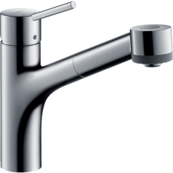Смеситель для кухни/мойки Hansgrohe Talis M52, 170 Eco 2jet, однорычажный, керамический, с поворотным/вытяжным изливом, длина 22,4 см, латунь, цвет хром, кухонный