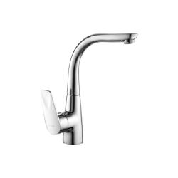 Смеситель для кухни/мойки Accoona, однорычажный, поворотный, керамический, длина излива 169 мм, латунь, цвет хром