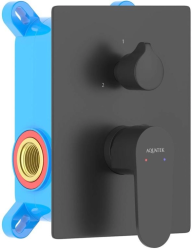 Смеситель для ванны/душа Aquatek Оберон настенный, однорычажный, встраиваемый, 2 режима, без излива, латунь, цвет матовый черный