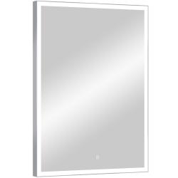 Зеркало Континент "Frame Silver Led", 60х100 см, с LED/ЛЕД-подсветкой, цвет рамы: серебро, прямоугольное, выключатель сенсорный, для ванны, навесное/подвесное/настенное