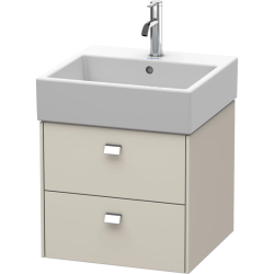 Тумба под раковину Duravit Brioso, 48,4х45,9х44,2 см, подвесная, 2 выдвижных ящика, ДСП, цвет: серо-коричневый/хром, шкафчик навесной, механизм доводчика, прямоугольная, правая/левая, в ванную комнату