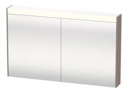 Зеркальный шкаф Duravit Brioso, 122х76х14,8 см, подвесной, цвет: базальт, зеркало с подсветкой LED/ЛЭД, выключатель/розетка, с 2 распашными дверцами/двухстворчатый, 4 стеклянные полки, прямоугольный