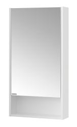 Зеркальный шкаф Акватон Сканди 45, 45х85х13 см, подвесной, цвет белый, зеркало, 1 распашная дверца/стеклянные полки, механизм доводчика, прямоугольный