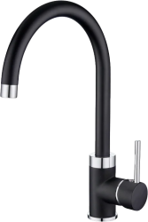 Смеситель для кухни/мойки EMAR, однорычажный, керамический картридж, высокий, с поворотным изливом, длина излива 210 мм, латунь, цвет оникс