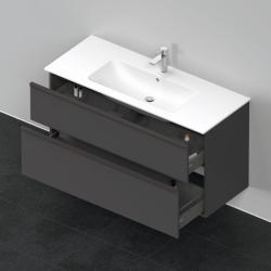 Тумба под раковину Duravit D-Neo, 121х46,2х62,5 см, подвесная, 2 выдвижных ящика, ДСП, цвет: графит матовый, шкафчик навесной, прямоугольная, правая/левая, в ванную комнату