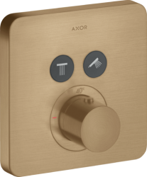 Смеситель для душа Axor ShowerSelect softsquare, термостатический, скрытого монтажа, 2 потребителя, настенный, без излива/шланга/лейки, квадратный, латунный, цвет шлифованная бронза, с термостатом