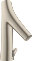 Смеситель для раковины AXOR Starck Organic, электронный, сенсорный, инфракрасный, фиксированный излив, длина 10,5 см, латунь, цвет шлифованный никель, питание от сети 230V, с регулировкой температуры