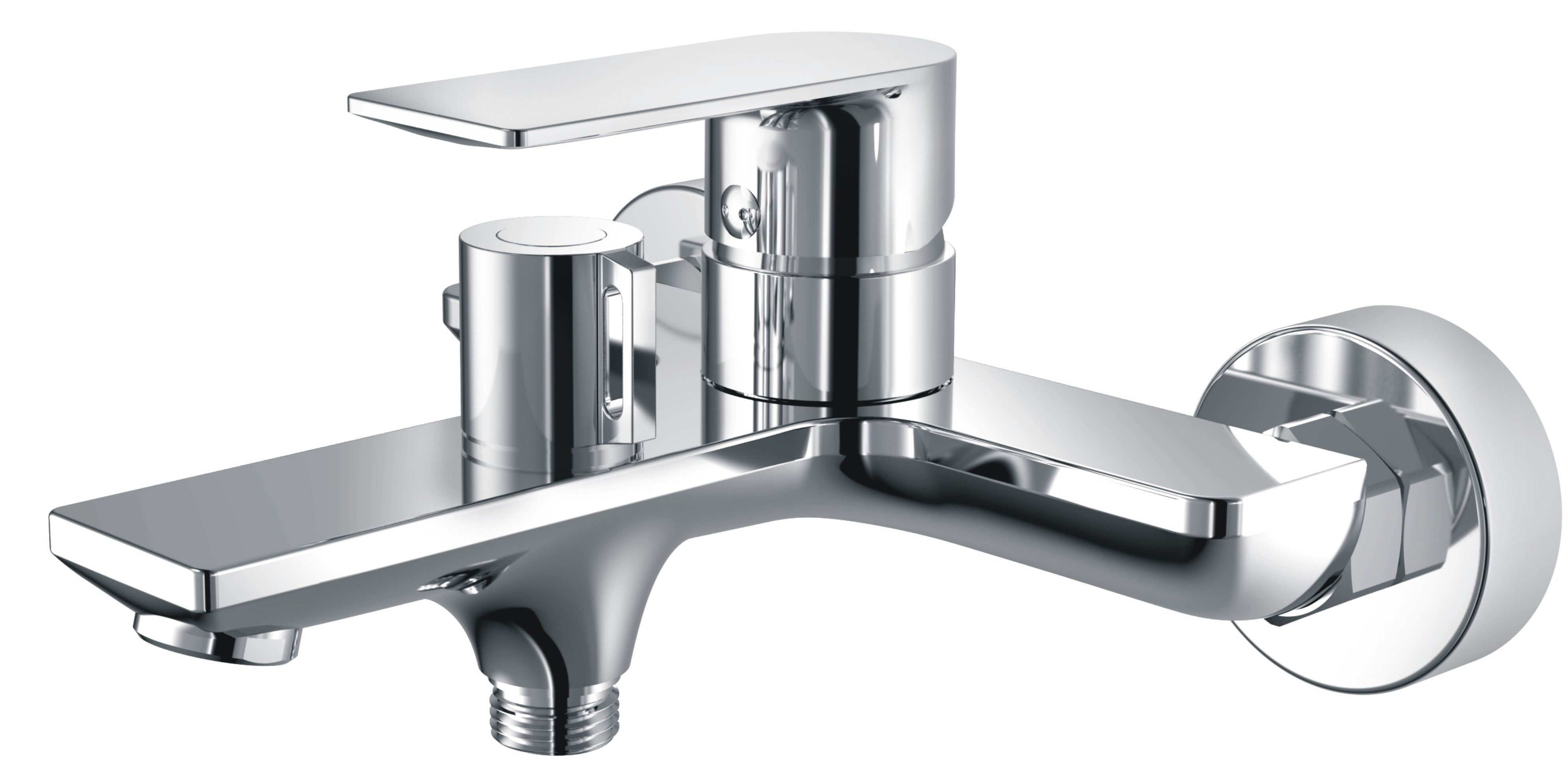 Смеситель для ванны/душа HAIBA однозахватный, хромированный, настенный, излив литой 203 мм, неповоротный, латунь, цвет хром