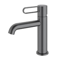 Смеситель для раковины/умывальника Splenka S03.10.09 однорычажный, неповоротный, фиксированный излив, длина 134 мм, высота 95 мм, латунь, цвет графит