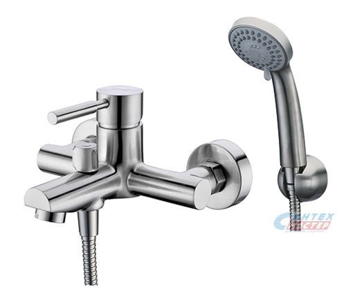 Смеситель для ванны/душа Wasserkraft Wern однорычажный, керамический, настенный, излив фиксированный 152 мм, с гибким шлангом, душем/лейкой, латунь, цвет матовый хром, короткий, универсальный, горизонтальный, рычажный, кран, комплект, сантехника