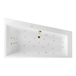 Ванна Excellent Sfera Slim ULTRA, 170х100 см, акриловая, цвет- белый/золото, (с гидромассажем), с каркасом, асимметричная, правосторонняя, правая, приставная/встраиваемая