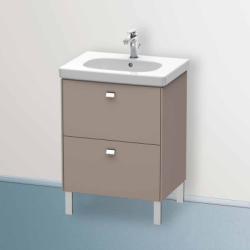 Тумба под раковину Duravit Brioso, 62х46,9х69,3 см, напольная, цвет: базальт/хром, 2 выдвижных ящика, ДСП, прямоугольная, левая/правая, для раковины D-Code, в ванную комнату