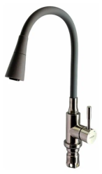 Смеситель для кухни/мойки LEDEME, однорычажный, поворотный, латунный, гибкий излив, нержавеющая сталь, цвет серый