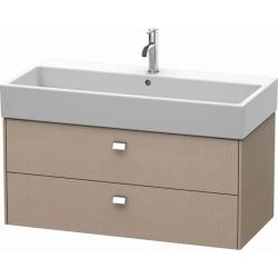 Тумба под раковину Duravit Brioso, 98,4х45,9х44,2 см, подвесная, 2 выдвижных ящика, ДСП, цвет: лен/хром, шкафчик навесной, механизм доводчика, прямоугольная, правая/левая, в ванную комнату