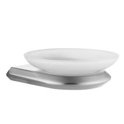 Мыльница ABBER Nord настенная, нержавеющая сталь/стекло, подвесная, округлая, для душа/ванны/мыла, в ванную комнату, цвет матовое стекло/сатин AA1558SP