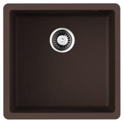 Мойка кухонная Omoikiri Bosen 44-U-DC, 44х44 см, врезная, из искусственного гранита (Tetogranit), квадратная, цвет темный шоколад, без отверстия под смеситель, без крыла, слив-перелив, врезная под столещницу, для кухни