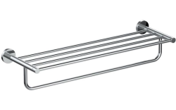 Полка Aquatek Европа с полотенцедержателем, 600х204 мм настенная, цвет хром, нержавеющая сталь/латунь, прямоугольная, подвесная, для душа/ванной