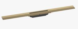 Решетка Hansgrohe RainDrain Flex 80, для пристенного монтажа, для душевого трапа, укорачиваемый, 80х6 см, цвет шлифованная бронза, для душа в пол, нержавеющая сталь, прямоугольная