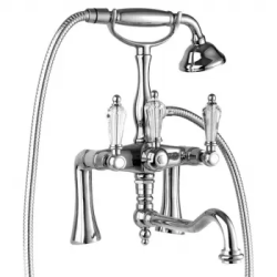 Смеситель для ванны/душа Cezares Diamond, на борт ванны, двухвентильный, поворотный, длина 270 мм, керамический, латунь, цвет хром