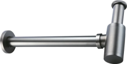 Сифон Boheme, дизайнерский, для раковины, бутылочного типа, гидрозатвор/мокрый затвор, горизонтальный/боковой выпуск (в стену), латунь, цвет оружейная сталь