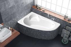 Ванна акриловая C-Bath Atlant, 140х100 см, акриловая, цвет- белый, (без гидромассажа, рамы, фронтальной панели), слив-перелив, ассиметричная, левосторонняя, левая