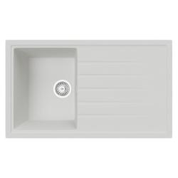 Мойка TopZero серия TopGran, 500х860 см, с правым крылом, врезная, из гранита, прямоугольная, цвет Ice, отверстие под смеситель, слив-перелив, для кухни