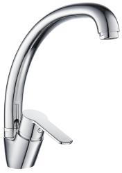 Смеситель для кухни/мойки Voda Drop однорычажный, поворотный, керамический, длина 208 мм, высота 211 мм, латунь, цвет хром DP03