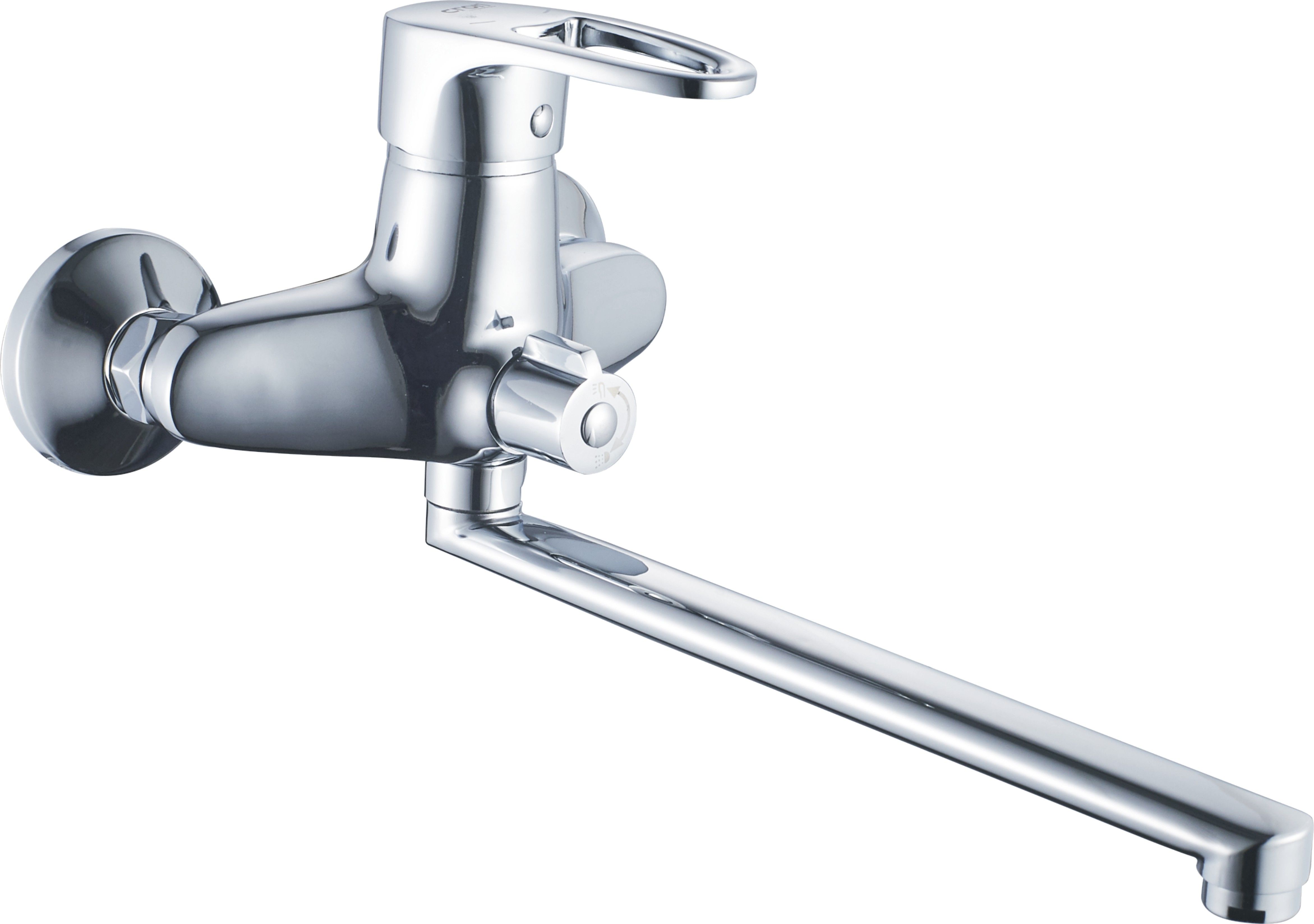 Смеситель для ванны/душа HAIBA CRON однозахватный, хромированный, настенный, излив длинный 312 мм, поворотный, силумин, цвет хром