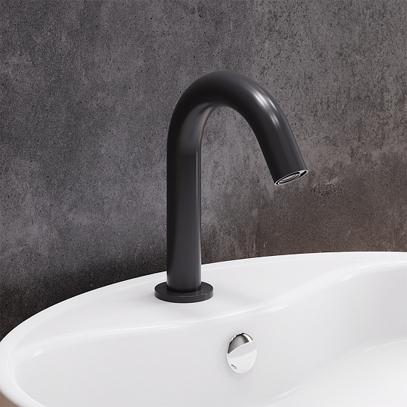 Смеситель для раковины/умывальника Damixa Scandinavian Pure, сенсорный, неповоротный, длина излива 131 мм, латунь, цвет черный матовый