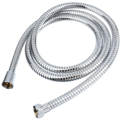 Душевой шланг LEDEME 150 см, 1/2” и 1/2”  (хром) для душа/лейки/ванны, в металлической/железной оплетке, без лейки