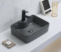 Раковина для ванной CeramaLux NC 7291MDH-2 48х13х37 накладная, прямоугольная, керамическая/фарфоровая, цвет серый, с отверстием под смеситель, без слива-перелива